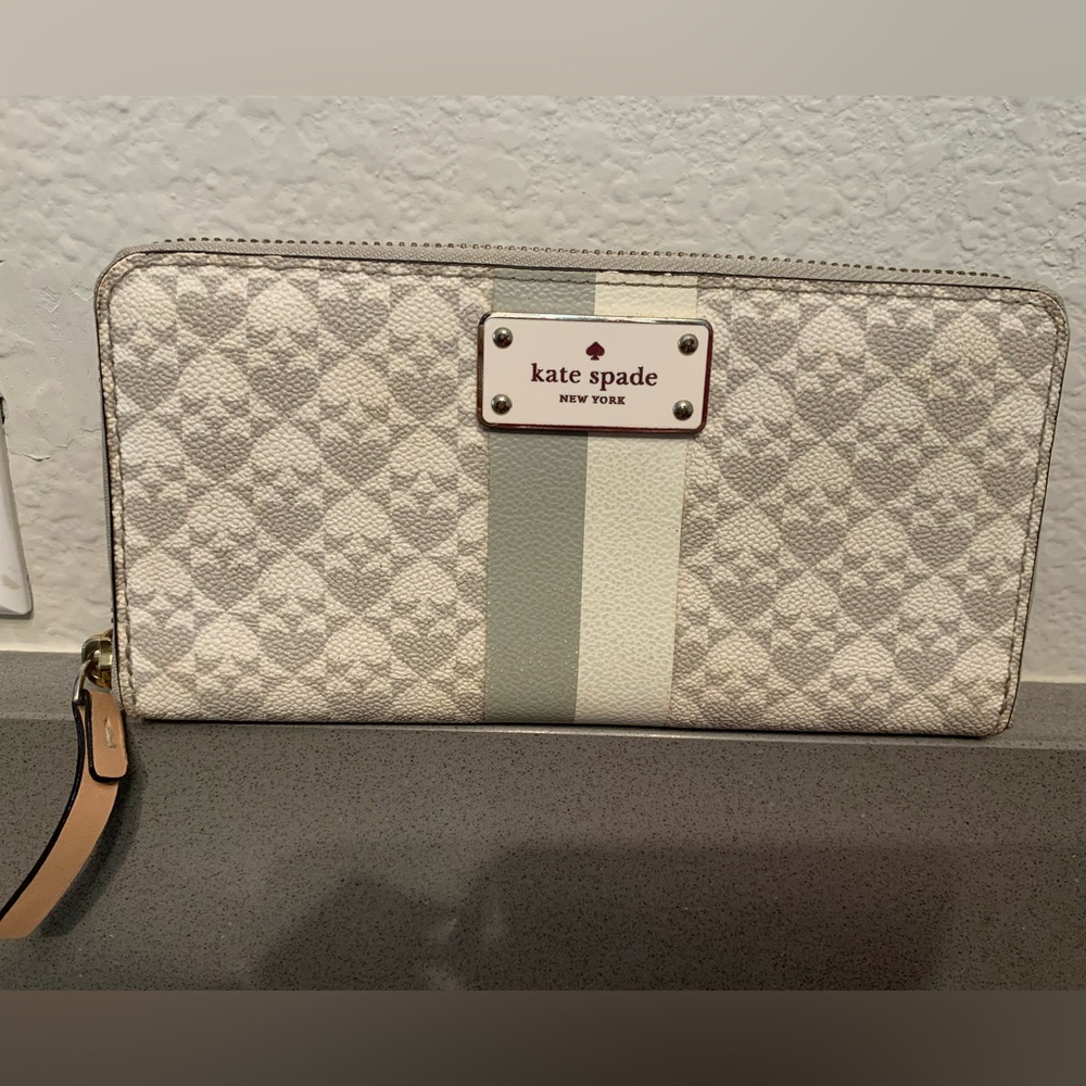 Kate Spade Cream and Gray Zip around Continental Wallet.